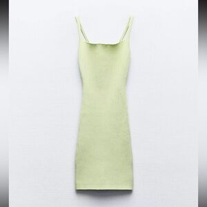 Zara Light Green Mini ribbed Dress